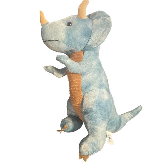 HugFun Plush Variegated Blue Triceratops Dinosaur 20” Large Stuffed Animal Toy - Picture 3 of 6